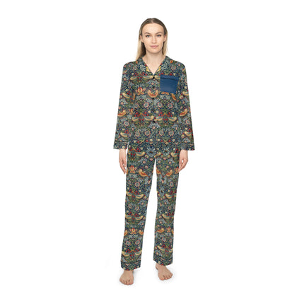 Strawberry Thief by William Morris Women's Satin Pajamas (AOP)
