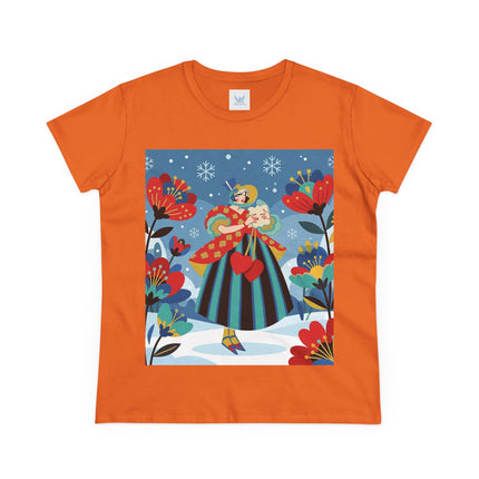 ❤️❄️ The Winter Heart Messenger Cotton Tee – Art Deco Winter Enchantment