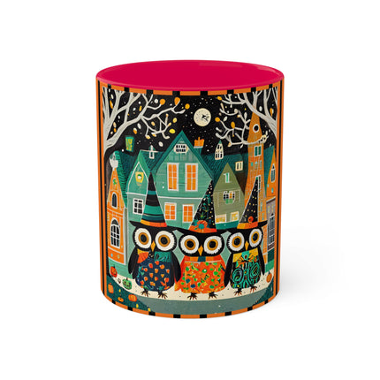 Night of the Trick-or-Treating Owlets Colorful Mugs, 11oz