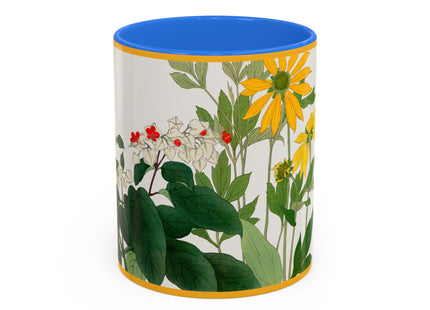 Clerodendrum & Rudbeckia Flower by Tanigami Kônan Colorful Mugs (11oz, 15oz)