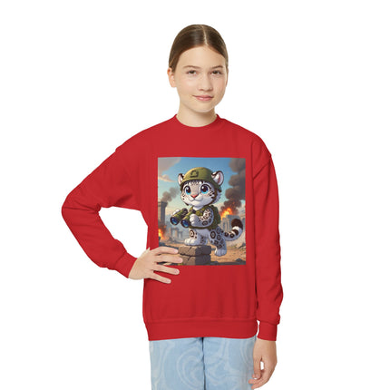 Snow Leopard Lookout Youth Crewneck Sweatshirt – Courage, Curiosity & High-Altitude Adventure
