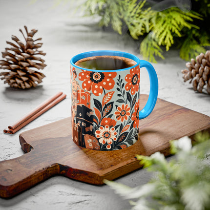🧳🌼 The Grand Floral Voyage Colorful Mug – Art Deco Travel Elegance