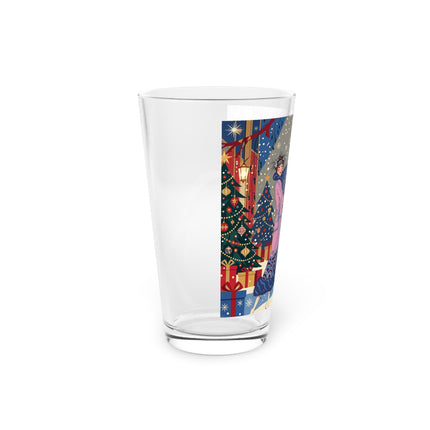 🎩🎄 Christmas Eve Promenade Pint Glass – Art Deco Holiday Elegance