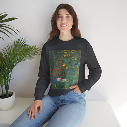 Farm Garden with Sunflowers by Gustav Klimt Heavy Blend™ Crewneck Sweatshirt