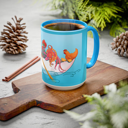 A Rooster's Seafaring Adventure Colorful Mugs, 11oz
