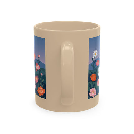 🌸🎭 The Lady Of The Floral Masquerade Garden Ceramic Mug – Art Deco Fashion Whimsy