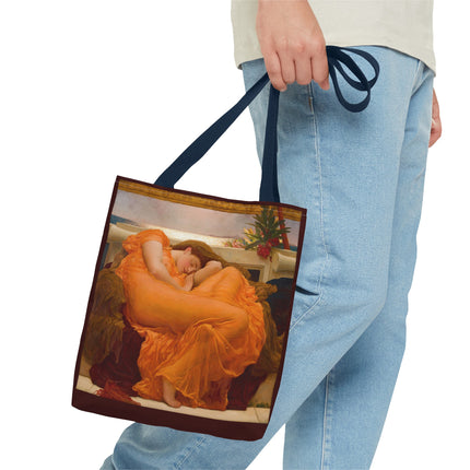 Flaming June by Frederic Leighton Tote Bag (AOP)