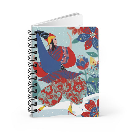🌺❄️ The Winter Folk Flower Dancer Spiral Notebook – Colorful Art Deco Snow Fantasy