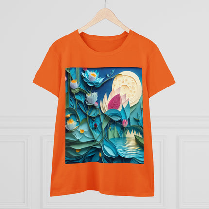 Ethereal Moonlit Lake Women's Midweight Cotton Tee