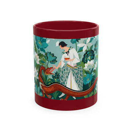 🐉🌿 The Lady & The Garden Dragon Ceramic Mug – Art Deco Botanical Whimsy