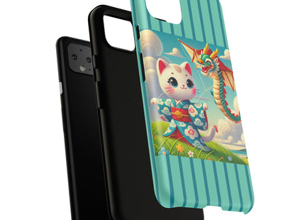 Geisha Kitten and the Dragon Kite Phone Cases