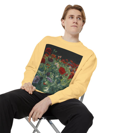 Poppies (A Study of Poppies for Carnation, Lily, Lily, Rose) by John Singer Sargent Unisex Garment-Dyed Sweatshirt