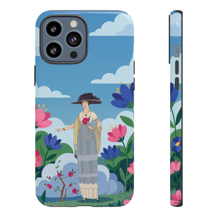 🌸🎩 The Lady Of The Grand Flower Garden Phone Case – Art Deco Fashion Illustration