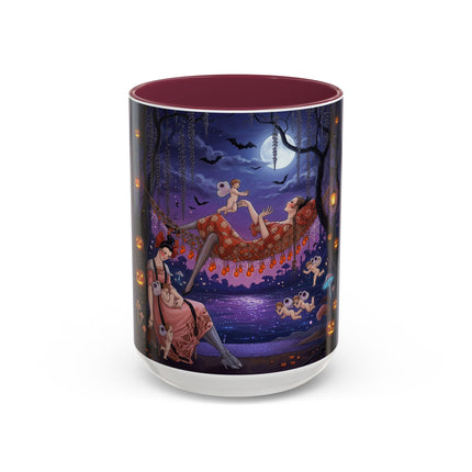 🌙🎃 Moonlit Mischief In The Pumpkin Grove Colorful Mug – Whimsical Halloween Fantasy