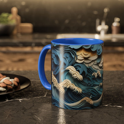 Dramatic Ocean with Crashing Waves Colorful Mugs (11oz, 15oz)
