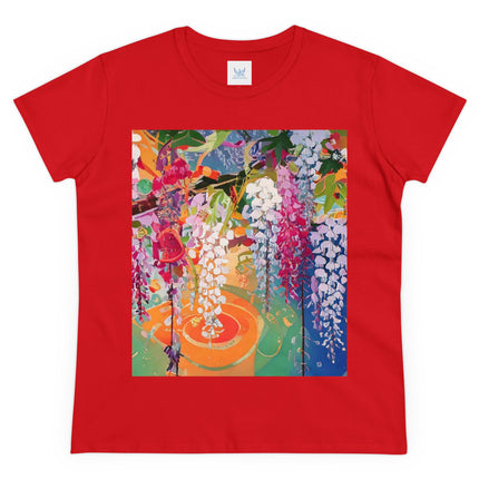 Women's Golden Wisteria Print Midweight Cotton Tee