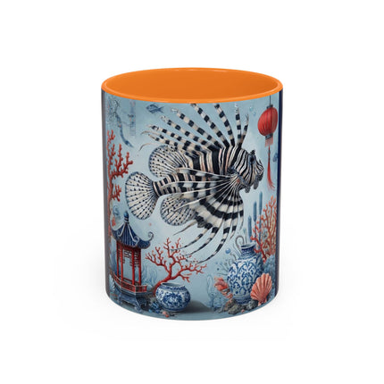 Lionfish & Lantern Colorful Mug – Mystical Ocean & Asian Harmony