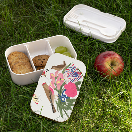 Pink-Breasted Bird & Wren Bento Lunch Box – Elegant Joy & Springtime Charm