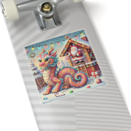 Playful Dragon's Christmas Kiss-Cut Stickers (4 Sizes)