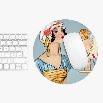 The Enchanting Painter: A Fairy's Artistic Touch Mouse Pad, Round and Rectangle