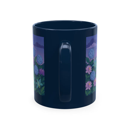 🧶☂️ The Lady Of The Garden Knitting Circle Ceramic Mug – Art Deco Floral Whimsy