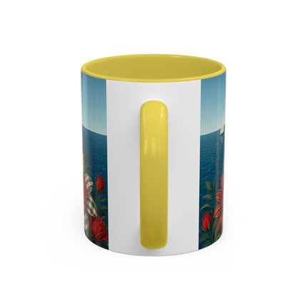 ⛵🌹 The Seaside Rose Traveler Colorful Mug – Art Deco Floral Elegance