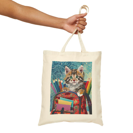 Whiskered Wanderings Cotton Canvas Tote Bag