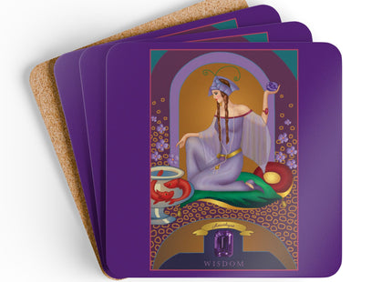 Aquarius Zodiac Design – February & Amethyst by Sofia Chiostri | Corkwood Coaster Set