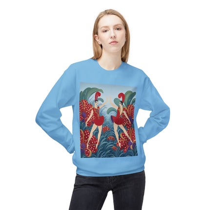 🎭🌺 The Scarlet Flower Garden Dancers Midweight Crewneck Sweatshirt – Art Deco Floral Whimsy