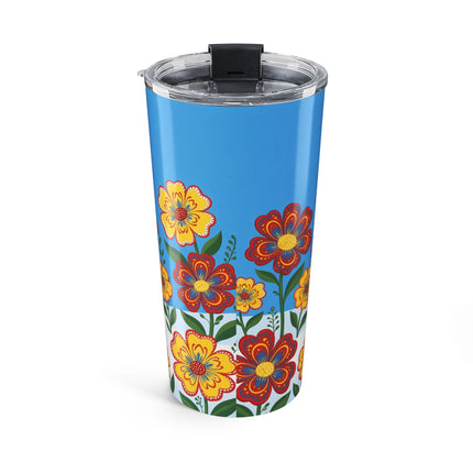 🌼🐇 The Lady Of The Winter Folk Garden Tumbler – Art Deco Floral Fantasy