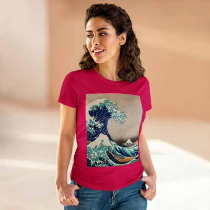 The Great Wave off Kanagawa by Katsushika Hokusai Women's Midweight Cotton Tee