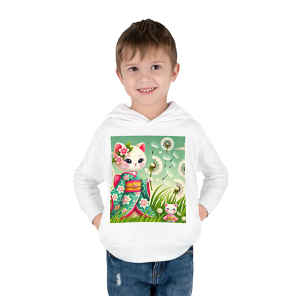 Geisha Kitten and the Dandelion Wish Toddler Pullover Fleece Hoodie