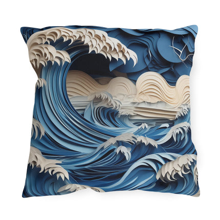 Dramatic Ocean with Crashing Waves Outdoor Pillows