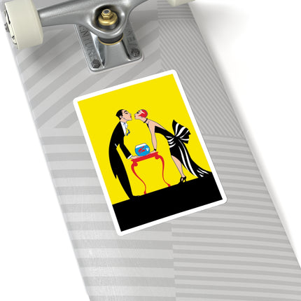 A Moment of Elegance: A Passionate Embrace Amidst Golden Splendor Kiss-Cut Stickers (4 Stickers)