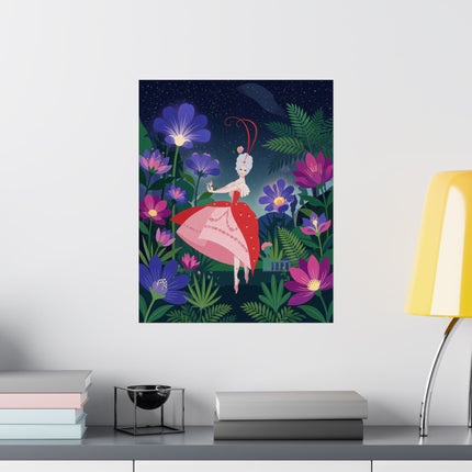 🌙🌺 The Lady Of The Midnight Flower Garden Matte Vertical Poster – Art Deco Floral Whimsy