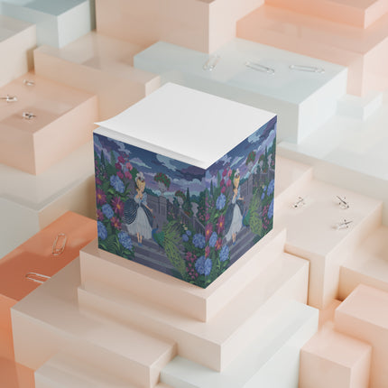 🦚🌸 The Peacock Garden Terrace Note Cube – Art Deco Floral Elegance