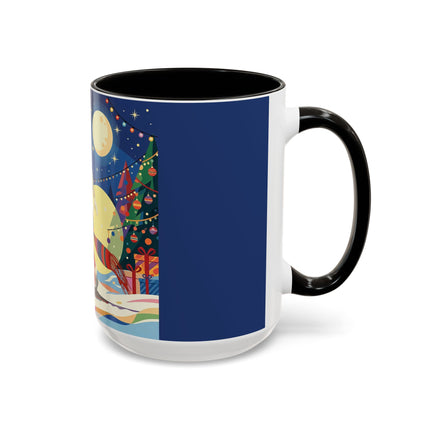 🌙🎿 The Moonlit Christmas Skier Colorful Mug – Whimsical Holiday Fantasy