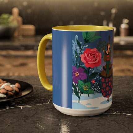 🌹❄️ The Holly Rose Of Winter Colorful Mug – Art Deco Christmas Garden