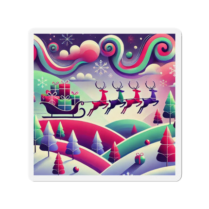 Festive Reindeer Flight Die-Cut Magnets (5 Sizes)