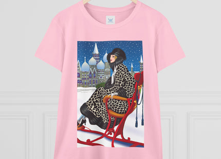 Elegant Winter Woman in Sleigh Women's Midweight Cotton Tee