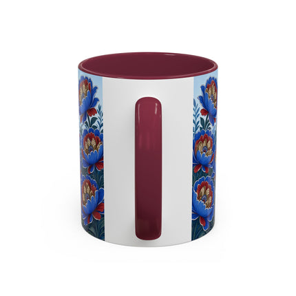 💙🌺 The Sapphire Blossom Garden Dancer Colorful Mug – Art Deco Fashion Fantasy