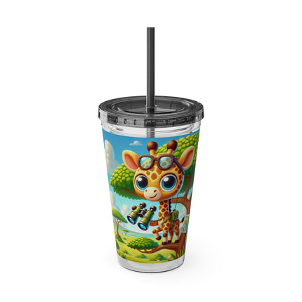 Giraffe Lookout Sunsplash Tumbler with Straw, 16oz