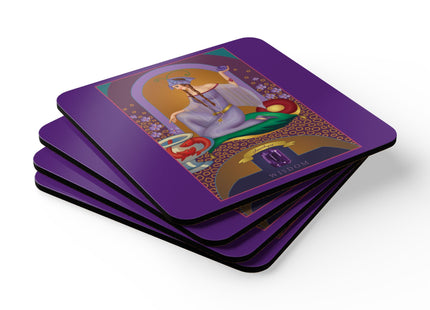 Aquarius Zodiac Design – February & Amethyst by Sofia Chiostri | Corkwood Coaster Set