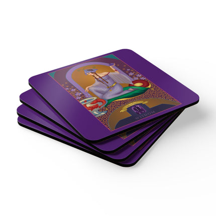 Aquarius Zodiac Design – February & Amethyst by Sofia Chiostri | Corkwood Coaster Set