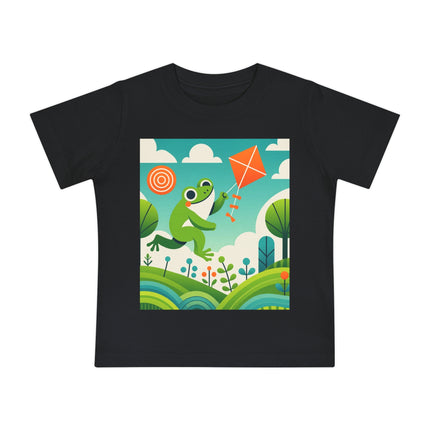 Young Frog’s Kite Adventure Baby T-Shirt – A Sky Full of Play