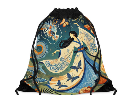 Fairy Waltz in the Butterfly Garden Drawstring Bag