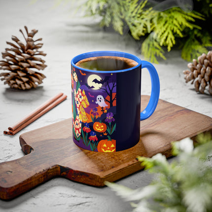 🌙🎃 The Moonlit Garden Masquerade Colorful Mug – Floral Halloween Charm