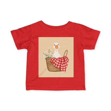 🦆🌼 The Little Daisy Basket Duckling Infant Fine Jersey Tee – Whimsical Woodland Charm