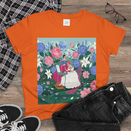 💎🌸 The Lady Of The Jeweled Garden Cotton Tee – Art Deco Floral Elegance