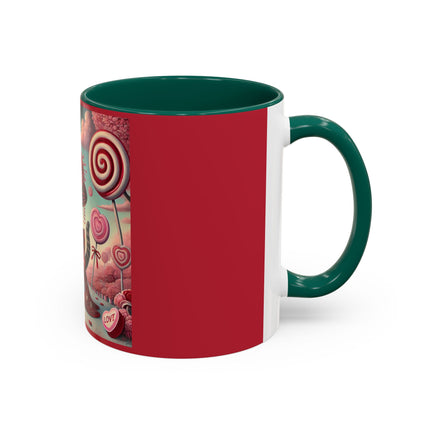 Whimsical Geisha Kitten in a Valentine Garden Colorful Mugs (11oz, 15oz)